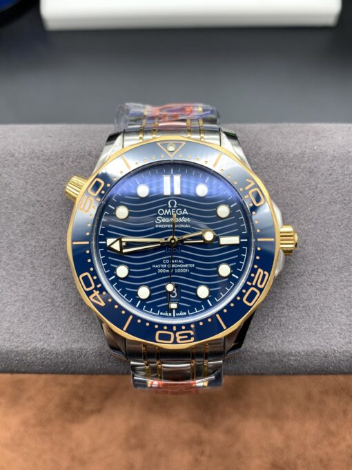 Omega Seamaster 300 watch, gold and blue
