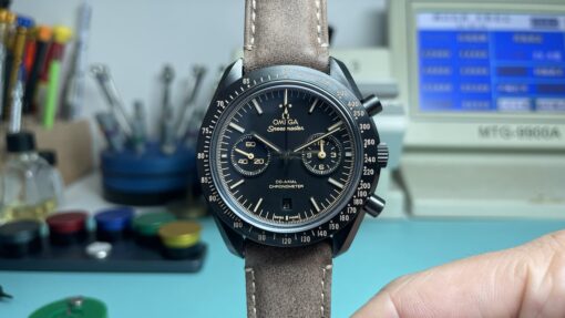 Omega Speedmaster series, ceramic case, sapphire crystal, 42mm case diameter.